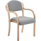 Büromöbel Online | Stapelbarer Stuhl mit Armlehnen, Holzrahmen & bequemen Polster in Hellgrau| Sitzhöhe: 45cm | Devonshire
