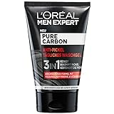 L'Oréal Men Expert Waschgel für das Gesicht, Anti-Pickel Gesichtsreinigung für Männer, Mit vulkanischem Mineral und Vitamin B3, Pure Carbon, 1 x 100 ml