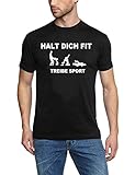 Coole-Fun-T-Shirts Herren T-Shirt Halt Dich FIT, TREIBE Sport Persiflage SCHWARZ/Weiss Gr.M