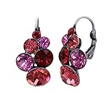 Konplott: Ohrringe Petit Glamour coralline-red, traubenförmige Ohrringe mit Kristallen in Rot-Tönen, für Damen/Frauen
