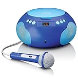 Lenco SCD-620 Kinder CD-Player - CD-Radio - mit Mikrofon - Karaoke Player - Titelspeicher - FM Empfänger - 2 x 1 Watt RMS - AUX-IN - Blau