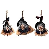 Goosacyon 3 Stück hängende animierte Hexe auf Besen, Halloween-Dekorationen, Puppen, fliegende Hexe mit Seil Spukhaus, Requisiten, Geschenk, Dekoration, Hof, Außen- und Innenbereich