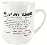 vanVerden Curved Tasse mit Spruch - Wikipedia Motto Motiv Berufe Geschenk für Feuerwehr - beidseitig Bedruckt - Geschenk Idee Kaffeetasse, Tassenfarbe:Weiß