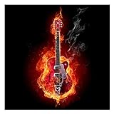 Fototapete selbsthaftend - Gitarre in Flammen - Wandbild Quadrat 336x336 cm
