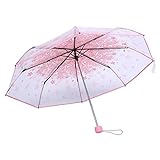 Yosoo Regenschirm faltbar Modisch/Prinzessin Regenschirm transparent mit Position der Blume Kirsche, Vier