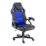 Play haha.Gaming Stuhl Büro Stuhl Drehstuhl Computer Stuhl Ergonomie Konferenz Stuhl Arbeits Stuhl Lordosenstütze PU-Leder Verstellbarer Arbeitsstuhl Gaslift ist SGS-geprüft(Blau)