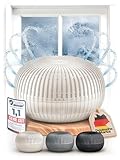 PUREVA Flow Luftentfeuchter ohne Strom bis 25m² [NEUESTE FORMEL] Raumentfeuchter ohne Strom mit 450g Entfeuchter Granulat - Raumluftentfeuchter - Feuchtigkeitsabsorber für ein angenehmes Wohnk