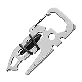 Multifunktionale 15-in-1 Edelstahl-Werkzeugkarte mit Karabiner – Kompakte und tragbare Lösung für Outdoor-Abenteuer, Heimwerkerprojekte und Alltagsrep