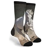 635 Weißes Andalusisches Pferd Business Socken Schweißabsorbierend Sneakers Socken Wandern Crew Socken Anti-Blasen Quarters Sportsocken, 50cm