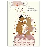 10 niedliche Hochzeitskarten: Alles Liebe zur Hochzeit wünscht dies süße Bären Brautpaar auf der Torte • hübsche hochwertige Grusskarten Set mit Umschlägen zu vielen Anlässen
