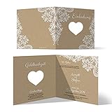 10 x Lasergeschnittene Hochzeitseinladungen Goldhochzeit goldene Hochzeit Einladung individuell - Rustikal Kraftpapier