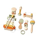 Perfeclan Musikinstrumenten-Set für Kinder, Spielzeug mit Schlaginstrumenten aus Holz, Xylophon-Spielzeug, Musikspielzeug für frühes Lernen als Geschenk fü