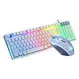 prasku T6 Rainbow LED Gaming Tastatur & Maus & Pad Set für / PS3 / Xbox PC Laptop Spiel - Weiß
