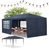 Juskys Partyzelt 3x6 m mit 6 abnehmbaren Seitenwänden & Dach - 18 m² - 12 Erdhaken & 6 Seile - Festzelt für Garten Party Hochzeit Gartenpavillon Gartenzelt Pavillon - B