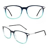 CGID CN79 Klassische Nerdbrille ellipse 40er 50er Jahre Pantobrille Vintage Look clear lens, Blau, 52