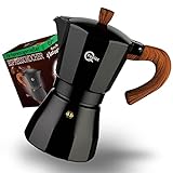 QFeelzz Espressokocher – Klassische Mokkakanne inkl. Ersatzmaterialien – Kaffeekocher [6 Tassen] – Camping Kaffeemaschine für unterwegs (Schwarz)