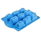 Wuluwala Antihaft-Silikon-Zug-Kuchenform 9 Hohlräume Lebensmittelqualität Formen Schokoladen-Backenwerkzeug Blau