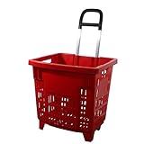 Einkaufstrolley 55 Liter rot mit Rollen ABS-Kunststoff Einkaufskorb fahrbar bunt