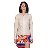 Pelletterie Borghese | Lederjacke Damen Beige | Motorradweste | Jacke | Lederblouson | Viskose | Echtes Leder | Made in Italy | A183BG