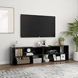 Fernsehschrank Hochglanz Schwarz mit Entertainment Center 149x30x52cm Holzwerk