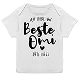 Statement Sprüche Baby - Ich Habe die Beste Omi der Welt schwarz - 56-62 - Weiß - Beste Oma - E110B - Kurzarm Baby-Shirt Jungen und Mädchen
