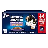 FELIX So gut wie es aussieht Gemischte Vielfalt in Gelee Katzennassfutter 44x85g Portionsb