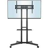 BONTEC TV Ständer mit Rollen TV Wagen Fernsehständer Höhenverstellbar für 32-85 Zoll LCD LED OLED Plasma Flach & Curved Fernseher bis zu 60KG, Max VESA 600x400 mm