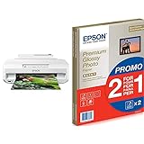 Epson Expression C11CD36402 Photo XP-55 (Fotodrucker, Farbdrucker, Tintenstrahldrucker, Wi-Fi) weiß & Premium Glossy Photo Paper Inkjet 255g/m2 A4 2x15 Blatt Pack