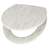 baliv WC-Sitz Puerto | Toilettendeckel - robust und belastbar bis 150 kg, MDF Holzkern, großer Schraubenabstand, beige-weiß