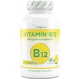 Vitamin B12 Vegan - 365 Lutschtabletten mit Zitronengeschmack - Premium: Aktives Methylcobalamin - Laborgeprüft - Hochdosiert