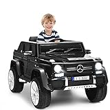 COSTWAY 12V Mercedes-Benz Maybach Kinderauto mit 2,4G-Fernbedienung, Elektroauto mit MP3, Musik, Hupe und LED-Leuchten, Jeep Auto 2,5-5,5km/m, Kinderfahrzeug für Kinder von 3-8 Jahren (Schwarz)