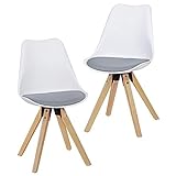 FineBuy Design Esszimmerstühle 2er Set SV43912 Skandinavische Stühle mit Holzbeinen | Retro Stuhlset Kunststoff | Küchenstühle mit Kunstleder | Lehnenstuhl Modern | Küchenstuhl Esszimmer