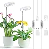 Cieex 2 Stück Pflanzenlampe Led Vollspektrum, Pflanzenlampe für Zimmerpflanzen, Pflanzenlicht, Pflanzenleuchte mit -Auto-Timer,USB Adapter 4 Helligkeits-Verstellbare Höhe