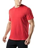 TSLA Herren-T-Shirt, leistungsstarkes Mischgewebe, cooles Dri Gym Running Workout Gym Athletic T-Shirt, Herren Damen Jungen Mädchen, Unique(mts50) - Rot, Large