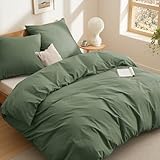 BEDSURE Bettwäsche 220x240 Baumwolle Grauolivgrün - Bettwäsche-Sets 220 x 240 cm Bettbezug 3teilig mit 2 Kissenbezüge 80x80 cm, Oeko-TEX Bedding Grün mit Reiß