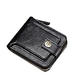 NSOT Wallets Women's Large Lots Black Foreign Trade Men's Short Fashion Horizontal PU Zipper Wallet (Black, One Size)