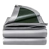 6 m x 18 m, robuste, wasserdichte Abdeckplane, Premium-Qualität, silberfarben, für den Außenbereich, Garten, 180 g/m², verstärktes N