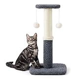 Lesure Kleiner Kratzstamm für Katzen – 57 cm Kratzsäule für Katzen mit Plattform aus strapazierfähiger Teppichstoff, Kratzbaum klein Katzen stabil mit Sisal und hängendem Ball, dunkelgrau