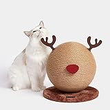 VETRESKA | Kratzbaum für Katzen und Kätzchen | 33cm | Langlebiges und starkes Sisal | Tierspielzeug | Kann auch als Kratzball ohne Rentier verwendet werden |
