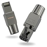 VCELINK RJ45 Stecker Werkzeuglos Cat 7 Cat6a, Netzwerkstecker POE++, Cat 7 Stecker 10 Gbps 600MHz Geschirmter, Lan Stecker mit LSA Anschluss für Installationskabel Verlegekabel, Schwarz, 2 Stück