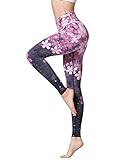 HAPYWER Yoga Leggings Damen High Waist Yogahose Bunt Gym Sport Leggings Tummy Control Running Workout - Stretch Kompressionshose mit Aufdruck für Frauen(Kirschblüte,L)