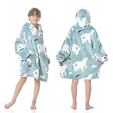 MOKANI ÜBergroßE Hoodie Decke Kinder mit äRmel Tragbare Kapuzenpullover, Super Weich Warmes Bequeme Sweatshirt mit Tasche füR Junge MäD