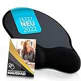 BIDOST® Mousepad mit Handauflage - 25x22cm - Mauspad mit Gelkissen - Maus Pad ergonomisch - Mousepad Handballenauflage - Ergonomisches Mauspad - Mouspad - schwarz Glatt