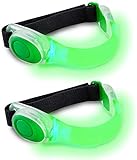 2 Stuck LED Armbänder, Reflective LED Leuchtband Reflektor Kinder Sicherheits Licht für Nacht Laufen Outdoor Sports (Grun/2 Stück)