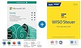 Microsoft M365 Family Download + WISO Steuer 2023 (für Steuerjahr 2022) Nachfolger von Steuer Sparbuch, Web, Mac, Start und Plus, Für Windows, Mac, Smartphones und Tablets | Aktivierungscode per Email