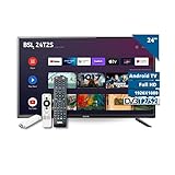 Smart TV 24 Zoll BSL-24T2SATV LED Full HD 1920 x 1080 | DVBT2 | DVB-S2 | ATV-Stick im Lieferumfang enthalten | Sprachsteuerung | Chromecast.