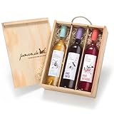 Geschenk für Weinliebhaber | Weingeschenk SPANIEN | Je 1 Flasche Rotwein, Weißwein & Roséwein aus D.O. Utiel Requena | Geschenkfertig verpackt in rustikaler Weinkiste aus Holz