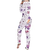 Sexy Damen-Einteiler, Pyjama, Knopfleiste, Schmetterling-Druck, funktionale Knopfleiste, für Erwachsene, Overall, Winter, Damen, Pyjama, Übergröße, #038, 36