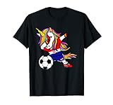 Dabbing Einhorn Unicorn Kroatien Fußball - Kroatische Flagge T-Shirt