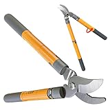 AIRAJ Teleskop-Astschere 42-61cm mit Scharfen, Teflonbeschichteten Klingen, Gezahnter Biss für Effektiven Halt, Rutschfeste Gummigriffe, Astschere für Äste bis zu 2,5VM Dick